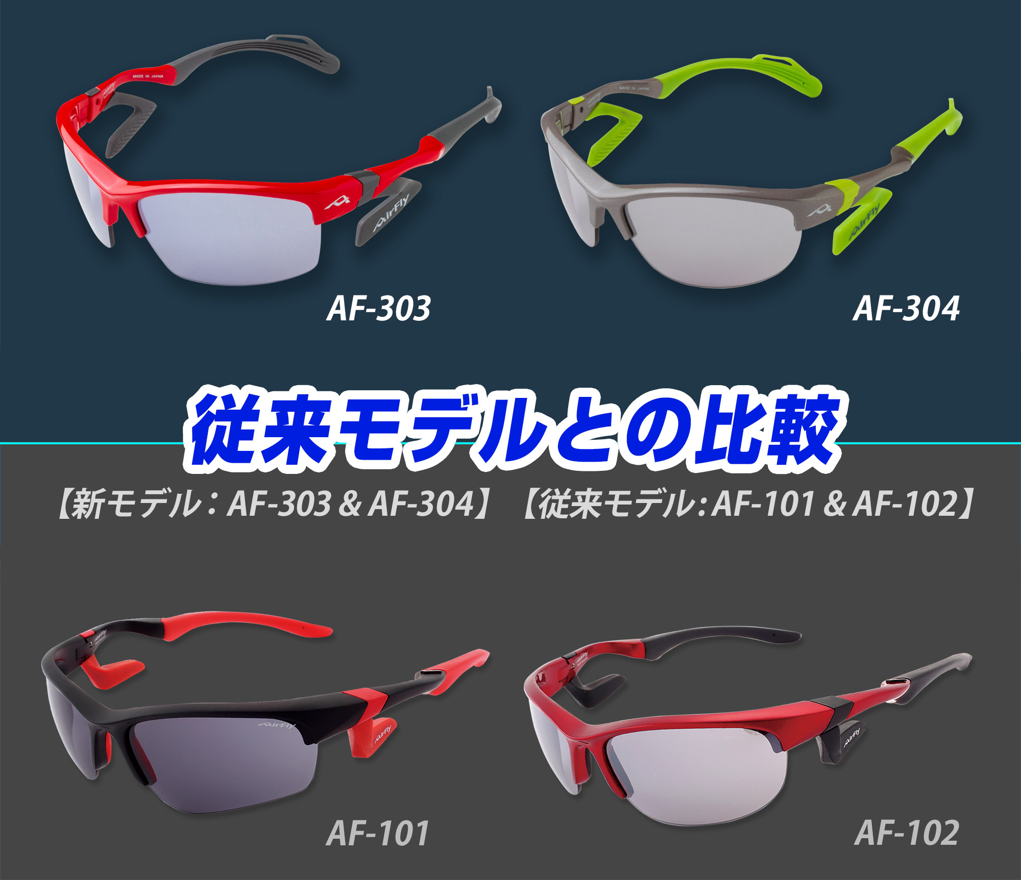   エアフライ  AirFly sabae 鯖江　メガネ　眼鏡　鼻パッドのない　スポーツサングラス　スポーツアイウェア　選び方