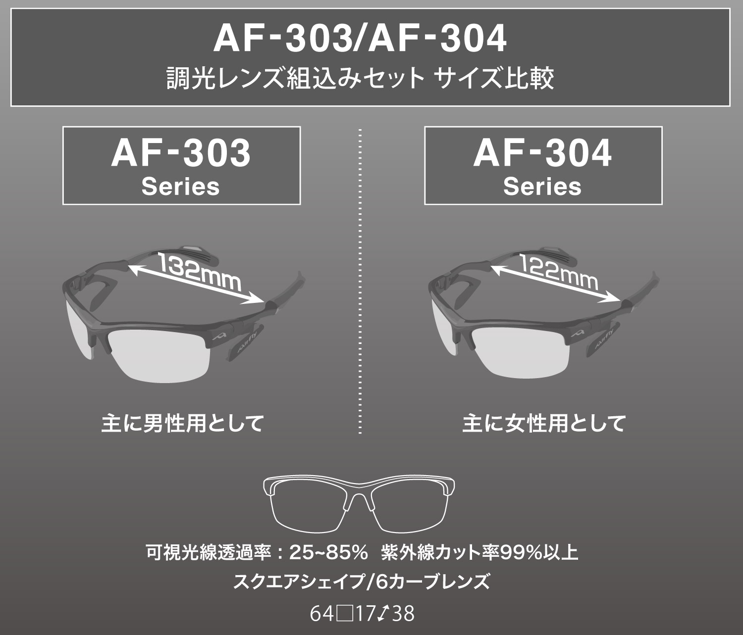 AirFly（エアフライ）サングラス AF201用調光レンズ AF-201-TG グレー